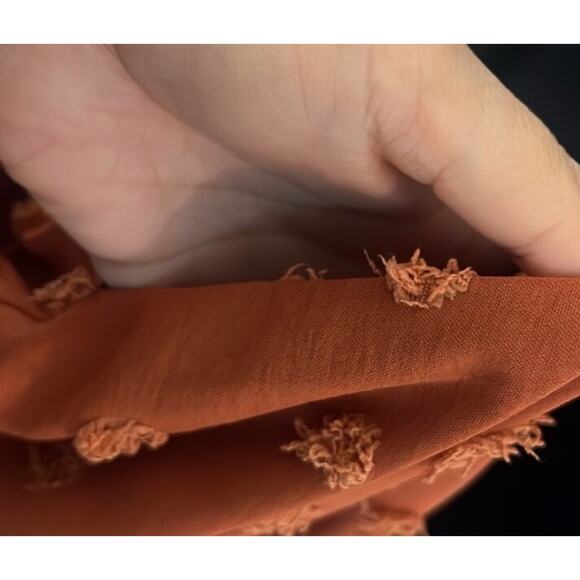 Daniel Rainn Ellen Swiss-Dot Maxi Dress, Burn Orange Pockets! XXL flounce sleeve - Picture 6 of 6